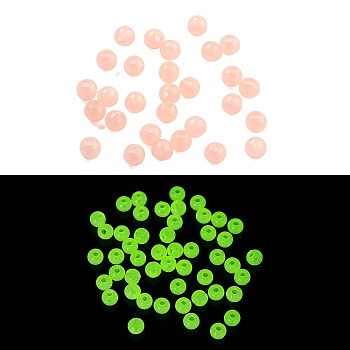 Opaque Luminous Acrylic Beads, Glow in the Dark Beads, Round, Light Salmon, 4mm, Hole: 1mm, about 16666pcs/500g