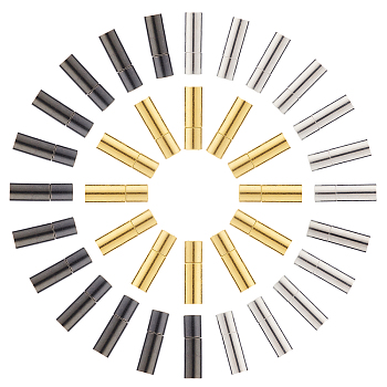 Tube Brass Bayonet Clasps, Nickel Free, Mixed Color, 17.5x5mm, Hole: 4mm, 3 colors, 12sets/color, 36sets/box