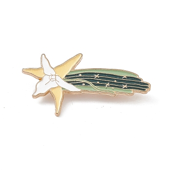 Moth Enamel Pin, Light Gold Alloy Brooch for Backpack Clothes, Flower Pattern, 23x44x1.5mm, Pin: 0.6mm