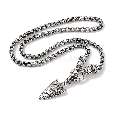 304 Collier avec pendentif en forme de tête de gragon en acier inoxydable pour homme(NJEW-K278-10AS)-2