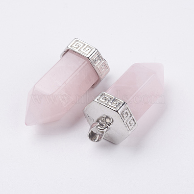 Natural Rose Quartz Pointed Pendants(G-E442-03S)-2