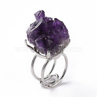 Natural Amethyst Nuggets Cuff Ring(RJEW-G271-01P-02)-2