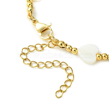 Natural Shell Heart & Brass Beaded Bracelet for Women(BJEW-TA00358)-3