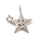 Star with Smiling Face Brass Micro Pave Clear Cubic Zirconia Pendants(KK-G425-09P)-1