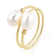 Natural Pearl Beaded Wrapped Cuff Ring(RJEW-T026-04G)-1