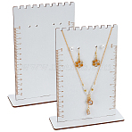 2 Sets Rectangle Shaped Wood Earring Organizer Display Stands with Scales, White, Finished Product: 5x14x18.3cm(EDIS-FG0001-69)