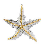 304 Stainless Steel Pendants, Star Charm, Golden & Stainless Steel Color, 56x54mm, Hole: 2mm(STAS-OY019-28G)