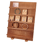 5-Tier Wood Earring Display Card Stands, Slant Back Jewelry Organizer Holder for Jewelry, Postcard Display, Rectangle, Camel, Finished Product: 13.95x30x39cm(ODIS-WH0025-164)