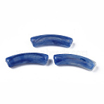 Opaque Acrylic Beads, Two Tone Color, with Glitter Powder, Curved Tube, Blue, 32x10x8mm, Hole: 1.8mm, about 345pcs/500g(MACR-N009-020E)