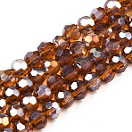 Electroplate Glass Beads Strands, AB Color Plated, Faceted, Round, Sienna, 4mm, Hole: 0.5mm(X-EGLA-R016-4m-4)