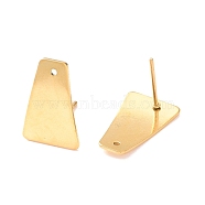 201 Stainless Steel Stud Earrings Finding, with 304 Stainless Steel Pins, Trapezoid, Golden, 16x10.5mm, Hole: 1mm, Pin: 0.7mm(STAS-B035-06G)