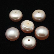 Grade AA Natural Cultured Freshwater Pearl Beads, Half Drilled Hole, Half Round, Purple, 9~9.5x6.5~7.5mm, Hole: 1mm(PEAR-D001-9-9.5-3AA-A)