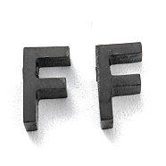 304 Stainless Steel Charms, Alphabet, Electrophoresis Black, Letter.F, 8x4.5x3mm, Hole: 1.8mm(STAS-K216-41F-EB)