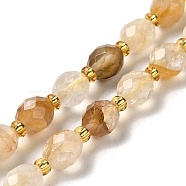 Natural Citrine Beads Strands, with Seed Beads, Faceted, Oval, 7.5~8x6~6.5mm, Hole: 1.2mm, about 40~42pcs/strand, 15.35~15.55''(39~39.5cm)(G-H297-C10-01)