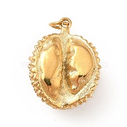 Ion Plating(IP) 304 Stainless Steel Pendants, with Jump Ring, Durian, Real 14K Gold Plated, 17x13x9mm, Hole: 3mm(STAS-G295-27G)