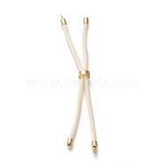 Nylon Twisted Cord Bracelet Making, Slider Bracelet Making, with Eco-Friendly Brass Findings, Round, Golden, Moccasin, 8.66~9.06 inch(22~23cm), Hole: 2.8mm, Single Chain Length: about 4.33~4.53 inch(11~11.5cm)(MAK-M025-149)