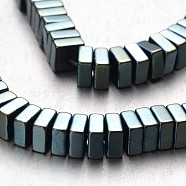 Electroplate Non-magnetic Synthetic Hematite Bead Strands, Square Heishi Beads, Green Plated, 6x6x3mm, Hole: 1mm, about 136pcs/strand, 15.7 inch(G-F300-20A-07)