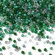 Glass Beads, Mixed Style, Faceted Rondelle, Green, 4x3.5mm, Hole: 1mm, about 500pcs/bag(GLAA-YW0003-39J)