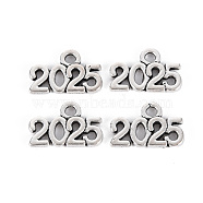 Tibetan Style Alloy Charms, Lead Free & Cadmium Free, Word 2025, Antique Silver, 9x14x1.5mm, Hole: 1.6mm, about 960pcs/500g(TIBE-S323-110AS-RS)