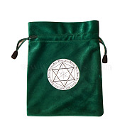 Tarot Card Storage Bag, Velvet Tarot Drawstring Bags, for Witchcraft Wiccan Altar Supplies, Rectangle, Star of David Pattern, 180x140mm(WICR-PW0001-06E)