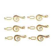 Tibetan Style Alloy Hook Clasps, For Leather Cord Bracelets Making, Vortex, Lead Free and Cadmium Free, Antique Golden, Vortex: 26x13mm, Bar: 16.5mm, Hole: 3.5mm(X-GLF5077Y)