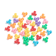 Plastic Beads, Triangle, Mixed Color, 10.5x10.5x4mm, Hole: 2mm(KY-L079-03)
