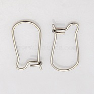 316 Surgical Stainless Steel Hoop Earrings, Stainless Steel Color, 21 Gauge, 25x12mm, Pin: 0.7mm(STAS-N019-08)