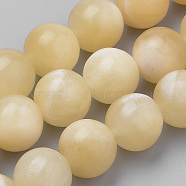 Natural Yellow Jade Beads Strands, Round, 10mm, Hole: 1mm, about 40pcs/strand, 15.7 inch(G-S259-49-10mm)