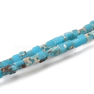 Synthesis Imperial Jasper Beads Strands, Dyed, Cube, Turquoise, 2~2.5x2.5~3.5x2.5~3mm, Hole: 0.4mm, about 157~165pcs/strand, 14.96~15.75''(38~40cm)(G-B064-A43)