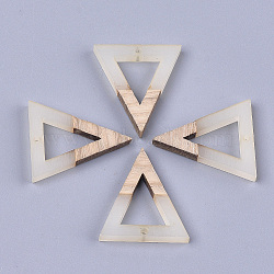 Resin & Walnut Wood Pendants, Triangle, WhiteSmoke, 27.5x24x3.5mm, Hole: 1.8mm(X-RESI-S358-56B)