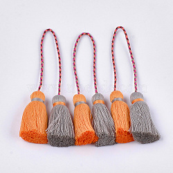 Polycotton(Polyester Cotton) Tassel Big Pendant Decorations, Two Tone, Dark Orange, 280~300mm(FIND-S302-01O)