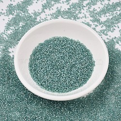 MIYUKI Delica Beads, Cylinder, Japanese Seed Beads, 11/0, (DB1767) Sparkling Aqua Green Lined Crystal AB, 1.3x1.6mm, Hole: 0.8mm, about 2000pcs/10g(X-SEED-J020-DB1767)