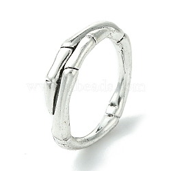 Bamboo Alloy Open Cuff Rings, Lead Free & Cadmium Free, Antique Silver, 6mm, Inner Diameter: 17mm(RJEW-K275-16AS)