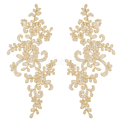 Computerized Embroidery Polyester Flower Appliques, Sew on Ornament Accessories, Goldenrod, 229x102x1mm, 2pcs/set(DIY-WH0321-60A)