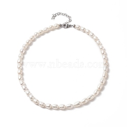 Natural Pearl Beaded Necklace for Women, White, 15.04 inch(38.2cm)(NJEW-JN04188-02)