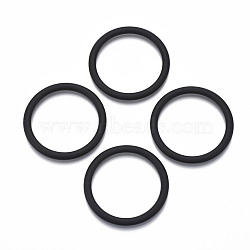 Spray Painted CCB Plastic Linking Rings, Round Ring, Black, 49.5x4.5mm, Inner Diameter: 40mm(CCB-R104-17A-01)
