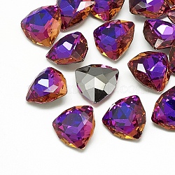DIY Pointed Back K9 Glass Rhinestone Cabochons, Random Color Back Plated, Faceted, Triangle, Violet Blue, 12x12x4.5mm(RGLA-T071-12mm-001VB)