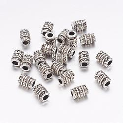 Tibetan Style Alloy Beads, Lead Free and Cadmium Free, Column, Antique Silver, about 5mm in diameter, 7mm long, Hole: 2.7mm(X-LF0506Y)