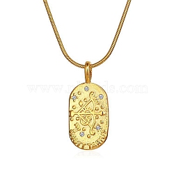 Constellations Cubic Zirconia Pendant Necklace, with Golden Stainless Steel Round Snake Chains, Sagittarius, 17.72 inch(45cm)(PW-WG56929-03)