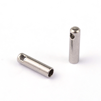 304 Stainless Steel Cord Ends, Stainless Steel Color, 7x2mm, Hole: 0.8~1mm, Inner Diameter: 1.3mm