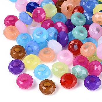 Imitation Jelly Acrylic European Beads, Rondelle, Large Hole Bead, Faceted, Mixed Color, 13.5x8mm, Hole: 5.5mm, about 657pcs/500g