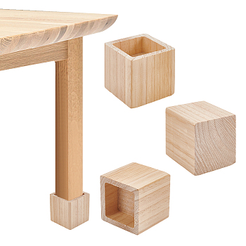 Square Wood Furniture Legs, Furniture Height, Furniture Raiser for Bed, Sofa, Table, PapayaWhip, 80x80x81mm