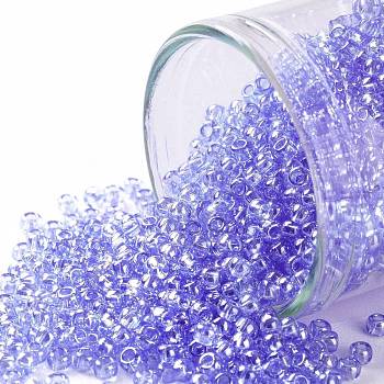 TOHO Round Seed Beads, Japanese Seed Beads, (107) Transparent Luster Light Sapphire, 11/0, 2.2mm, Hole: 0.8mm, about 5555pcs/50g
