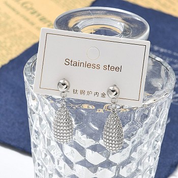 304 Stainless Steel Teardrop Dangle Stud Earrings for Women, Stainless Steel Color, 33.5x10mm