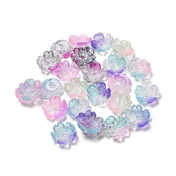 Luminous Transparent Resin Beads, Glow in the Dark Flower Beads with Glitter Powder, Mixed Color, 9.5x2.5mm, Hole: 1mm