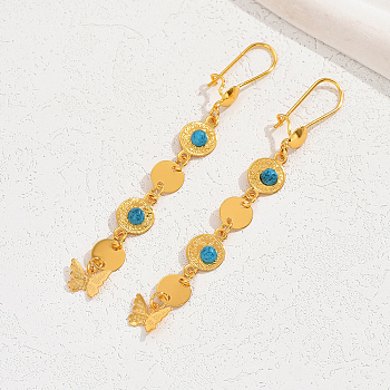 Vintage Exotic Gold Plated Hoop Earrings for Women, Fashionable and Elegant, Butterfly