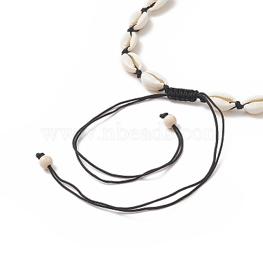 Ожерелье из бисера из натуральной раковины каури и синтетической бирюзы для женщин(NJEW-JN04253-02)-3
