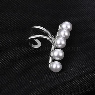 Rhodium Plated 925 Sterling Silver Pearl Clip-on Earrings(EJEW-BB72156)-2