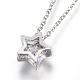 304 Stainless Steel Brass Cubic Zirconia Pendant Necklaces(NJEW-O108-13P)-2