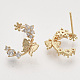 Brass Micro Pave Clear Cubic Zirconia Stud Earrings(X-EJEW-T007-14G-NF)-1